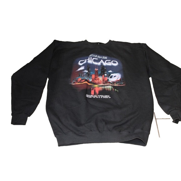 Vintage Other - RARE Vintage Star Trek Star Base Chicago Sweatshirt XL Black w/Tags READ DESCR.